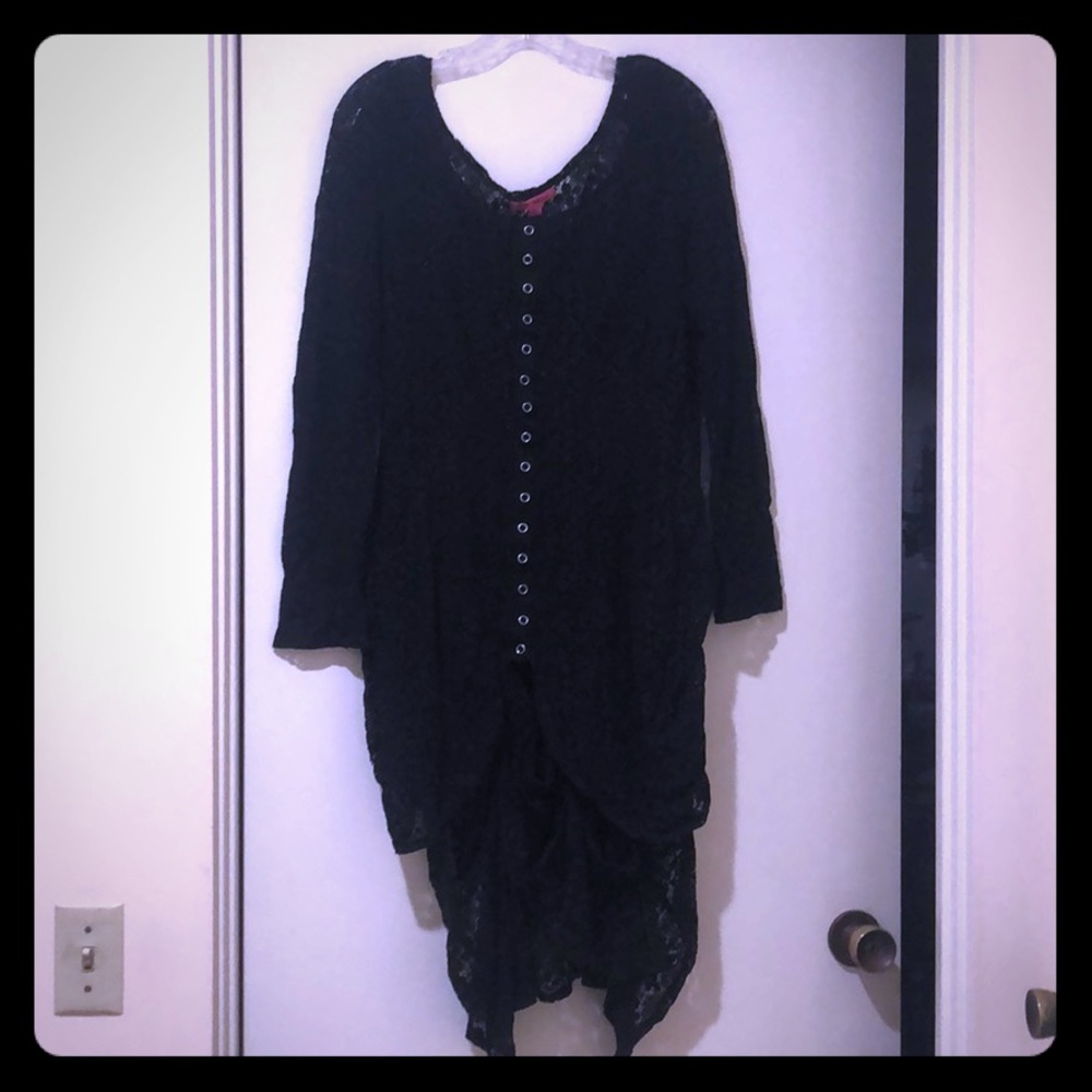 Betsy Johnson Black Lace snap on dress/sweater